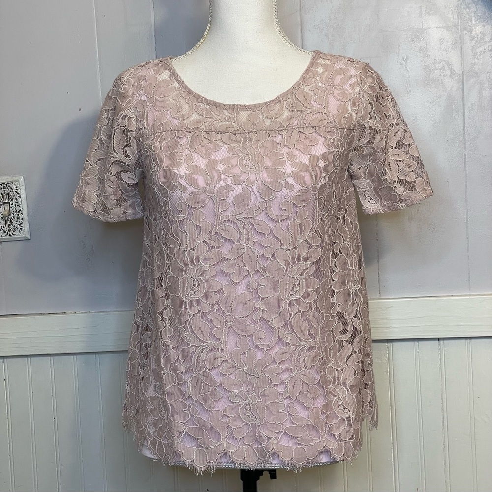 lilac lace top with matching undershirt • LOFT